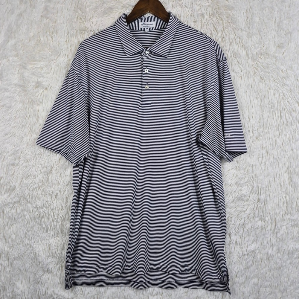 Peter Millar Summer Comfort Polo Shirt Mens XL Navy White Stripe Casa Noble Golf